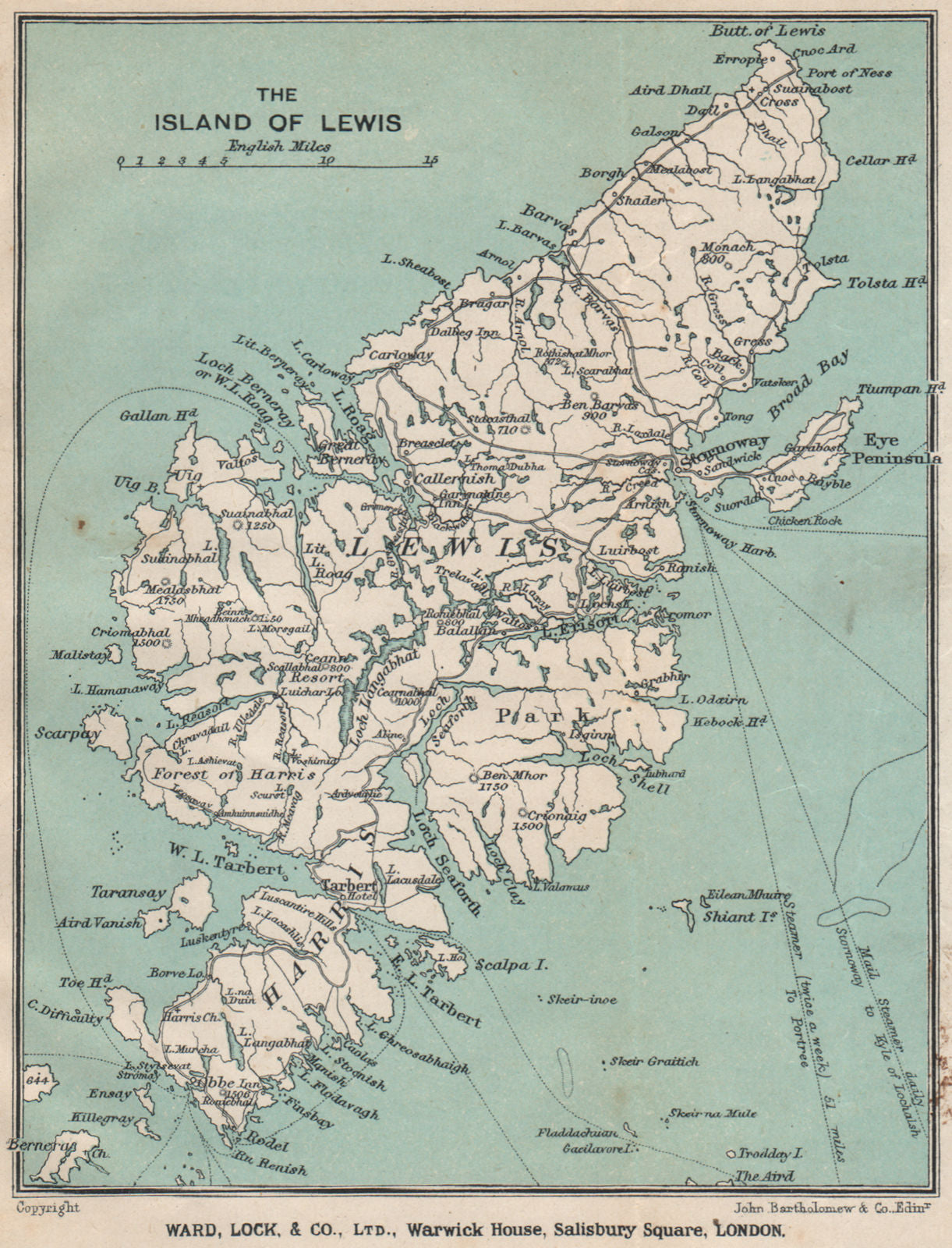 THE ISLAND OF LEWIS. Harris. Stornoway. Hebrides, Scotland. WARD LOCK 1919 map